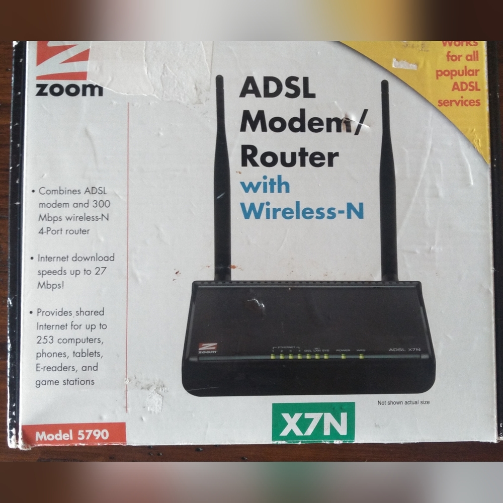 Zoom Modem Wireless WiFi Router X7N 5790 ADSL - Picture 3 of 3